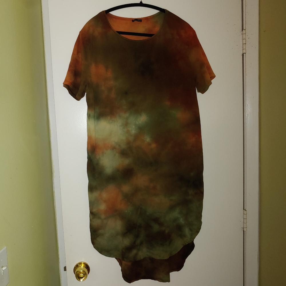 Zara Tie Dye Dress Brown Orange Size large